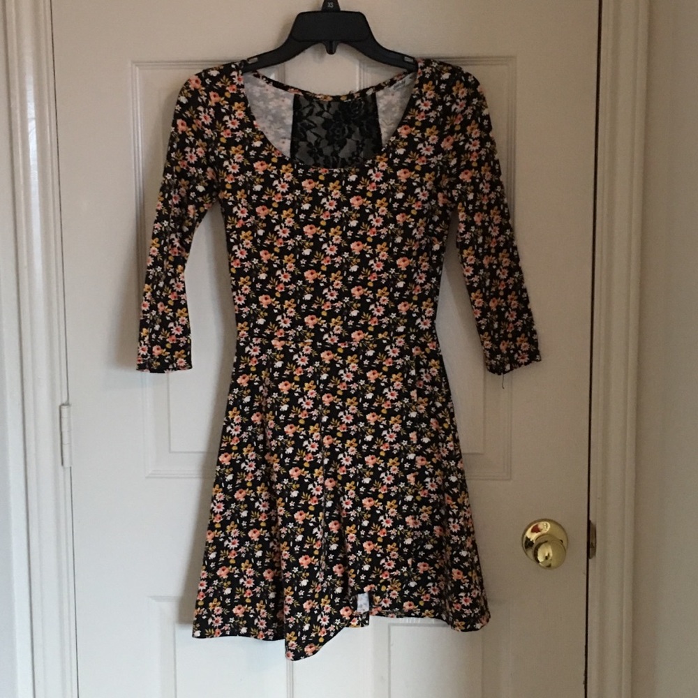 Floral Lace Back Mini Dress